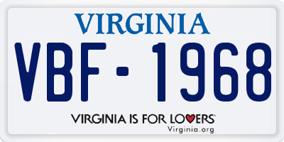 VA license plate VBF1968