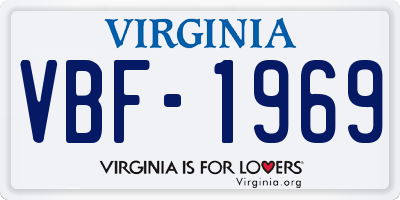 VA license plate VBF1969
