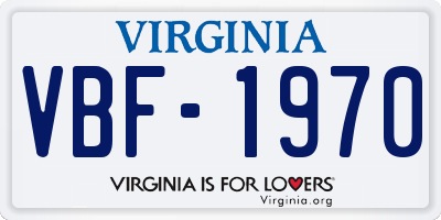 VA license plate VBF1970