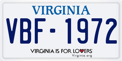 VA license plate VBF1972