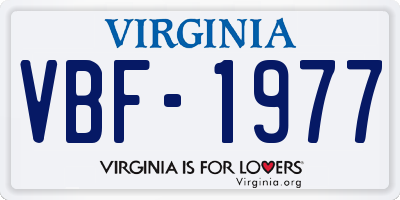 VA license plate VBF1977