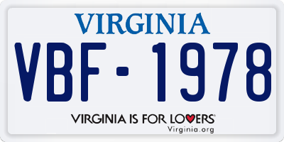 VA license plate VBF1978