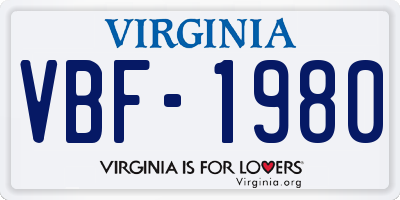 VA license plate VBF1980