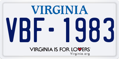 VA license plate VBF1983