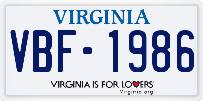 VA license plate VBF1986