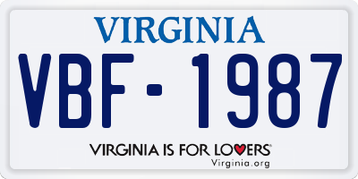 VA license plate VBF1987