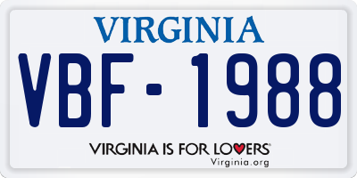 VA license plate VBF1988
