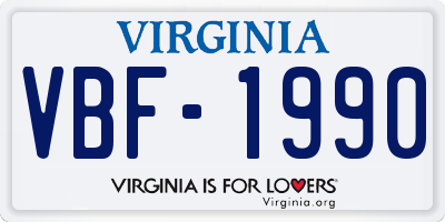 VA license plate VBF1990