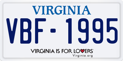 VA license plate VBF1995