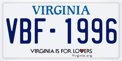 VA license plate VBF1996