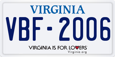 VA license plate VBF2006
