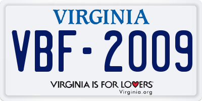 VA license plate VBF2009