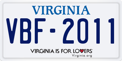 VA license plate VBF2011