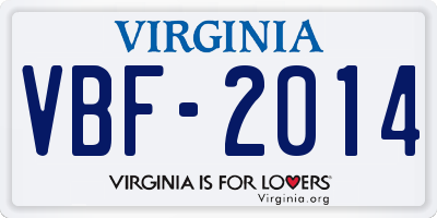 VA license plate VBF2014