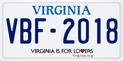 VA license plate VBF2018