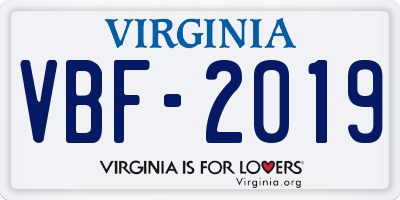 VA license plate VBF2019