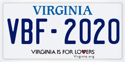 VA license plate VBF2020