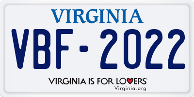 VA license plate VBF2022