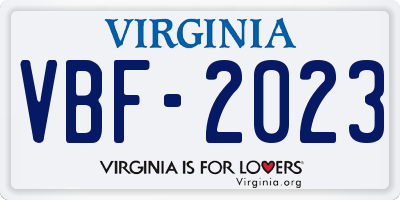 VA license plate VBF2023