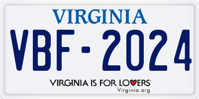 VA license plate VBF2024