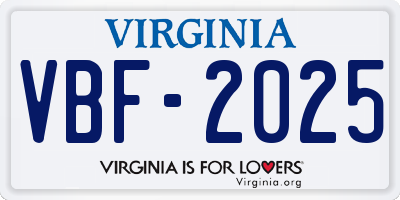 VA license plate VBF2025