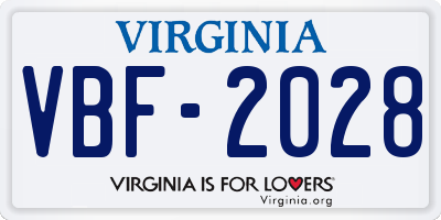 VA license plate VBF2028