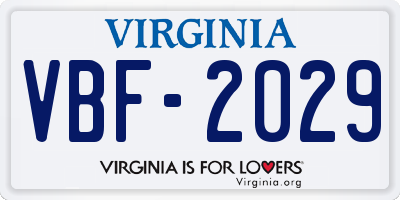 VA license plate VBF2029