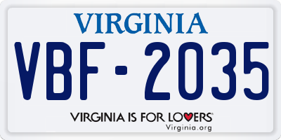VA license plate VBF2035