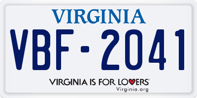 VA license plate VBF2041