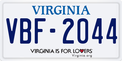 VA license plate VBF2044