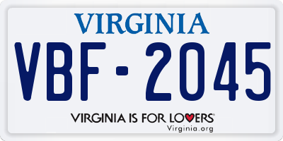 VA license plate VBF2045
