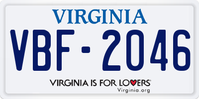 VA license plate VBF2046