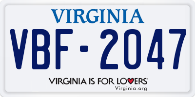 VA license plate VBF2047