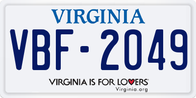 VA license plate VBF2049