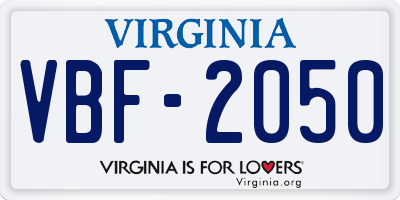 VA license plate VBF2050