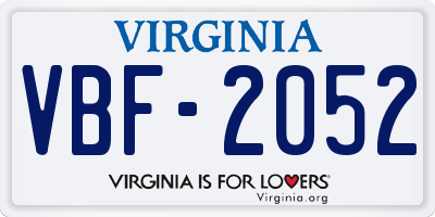 VA license plate VBF2052