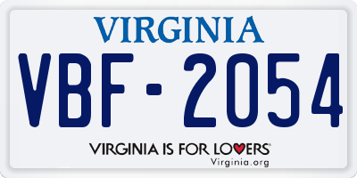 VA license plate VBF2054