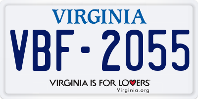 VA license plate VBF2055