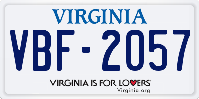 VA license plate VBF2057