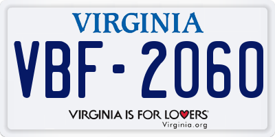 VA license plate VBF2060