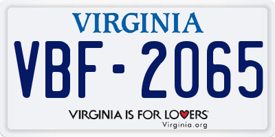 VA license plate VBF2065