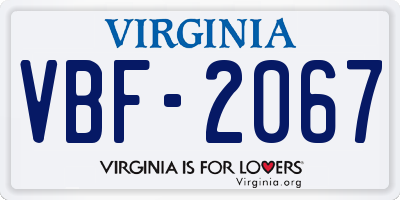 VA license plate VBF2067