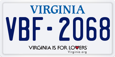 VA license plate VBF2068