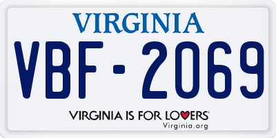 VA license plate VBF2069