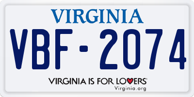 VA license plate VBF2074
