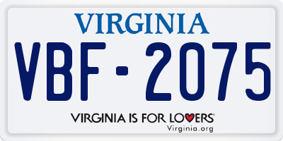 VA license plate VBF2075