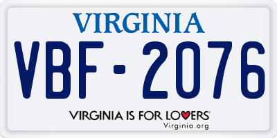 VA license plate VBF2076