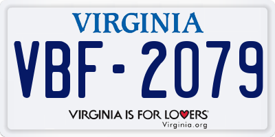 VA license plate VBF2079