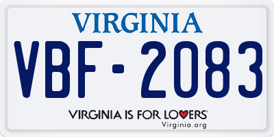VA license plate VBF2083