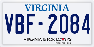 VA license plate VBF2084